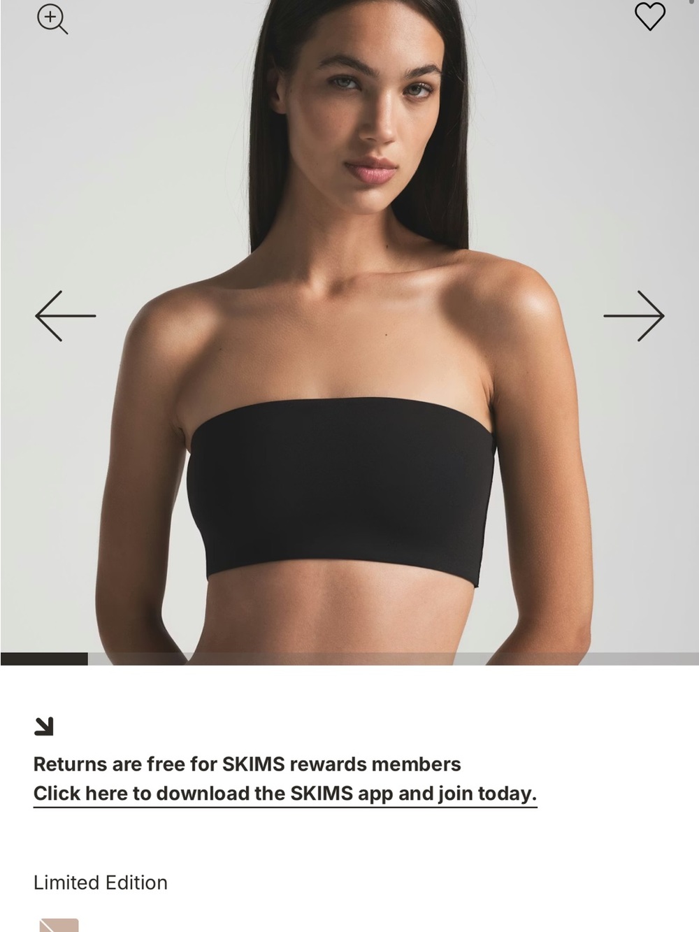 SKIMS Black Seamless Strapless Bandeau Top